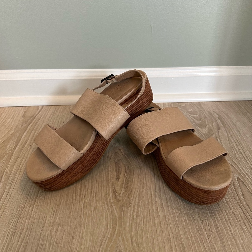 Tan Platform Leather Sandals by Able